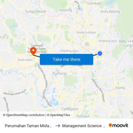 Perumahan Taman Midah (Kl2422) to Management Science University map