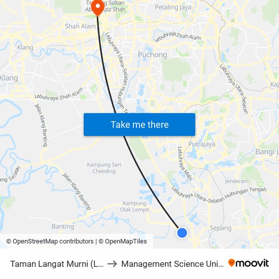 Taman Langat Murni (Lg147) to Management Science University map