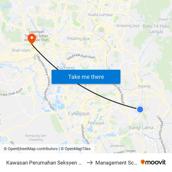 Kawasan Perumahan Seksyen 3 Bandar Baru Bangi (Utara) to Management Science University map