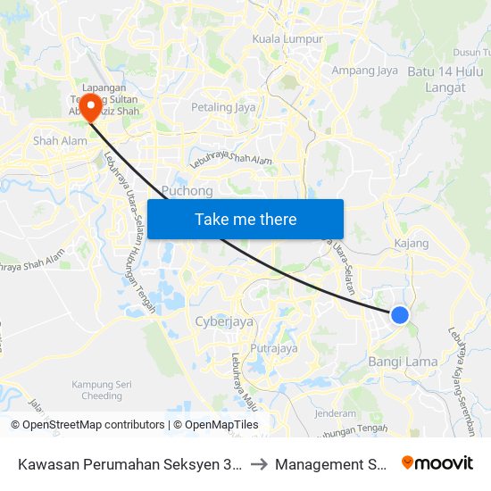 Kawasan Perumahan Seksyen 3 Bandar Baru Bangi (Selatan) to Management Science University map