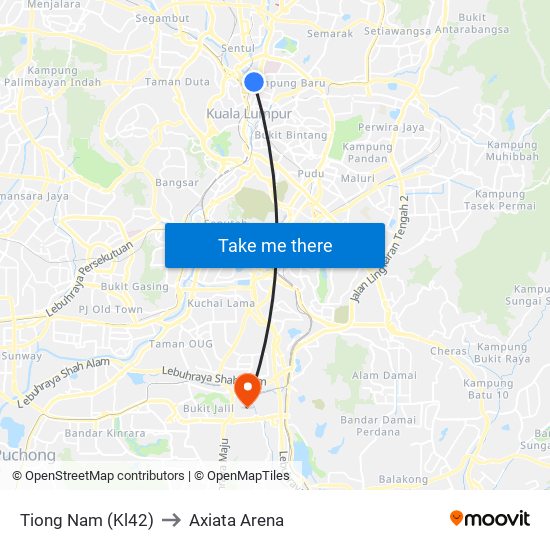Tiong Nam (Kl42) to Axiata Arena map