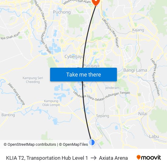 KLIA T2, Transportation Hub Level 1 to Axiata Arena map
