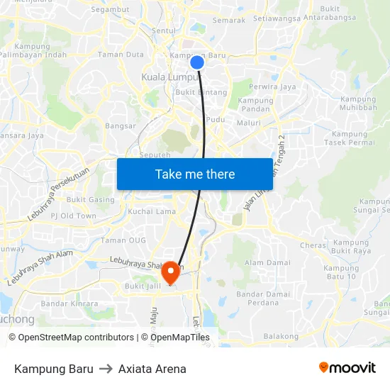 Kampung Baru to Axiata Arena map