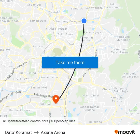 Dato' Keramat to Axiata Arena map