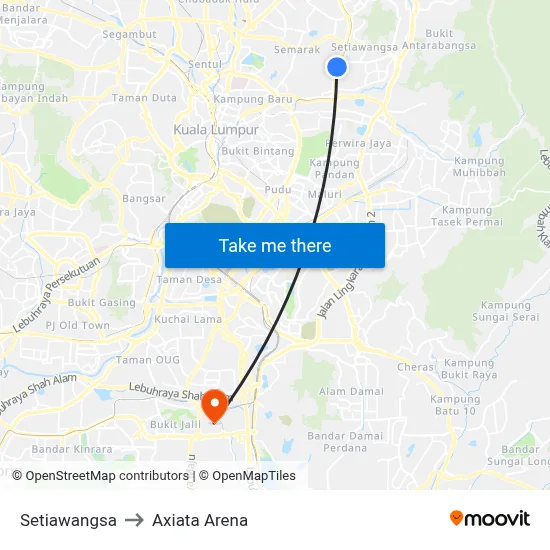 Setiawangsa to Axiata Arena map