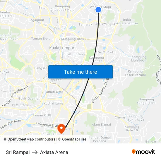 Sri Rampai to Axiata Arena map