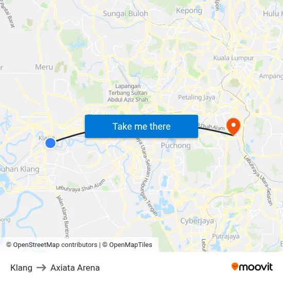 Klang to Axiata Arena map