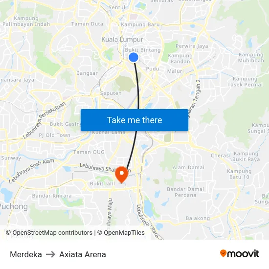 Merdeka to Axiata Arena map