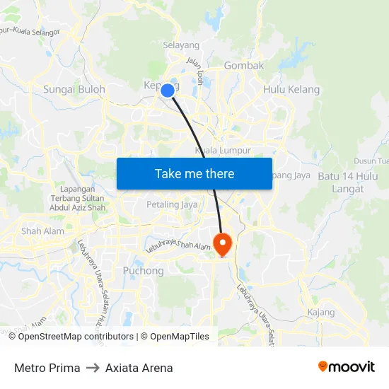 Metro Prima to Axiata Arena map