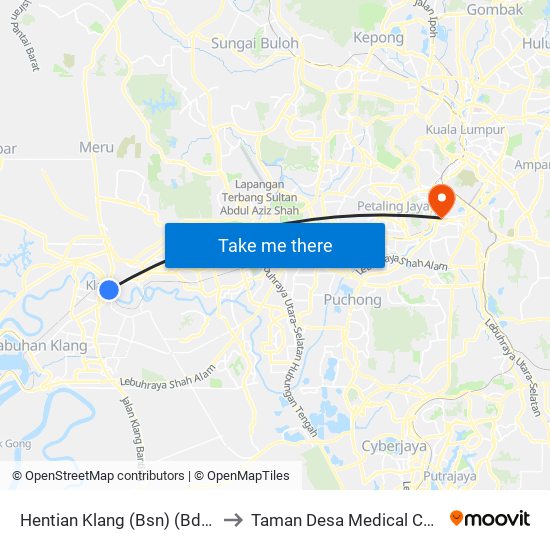 Hentian Klang (Bsn) (Bd580) to Taman Desa Medical Centre map