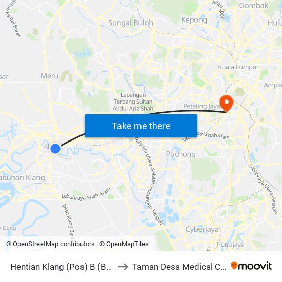 Hentian Klang (Pos) B (Bd664) to Taman Desa Medical Centre map