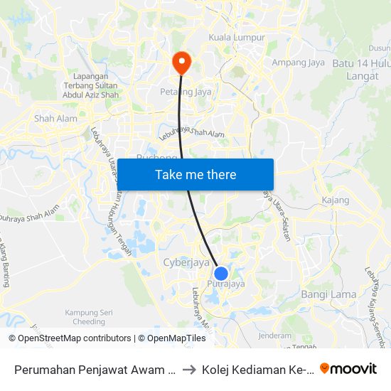 Perumahan Penjawat Awam 8r2 Presint 8 (Barat) (Ppj58) to Kolej Kediaman Ke-13 Universiti Malaya map