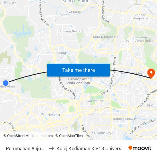 Perumahan Anjung Sari to Kolej Kediaman Ke-13 Universiti Malaya map