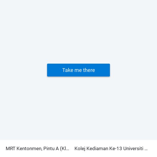 MRT Kentonmen, Pintu A (Kl2495) to Kolej Kediaman Ke-13 Universiti Malaya map