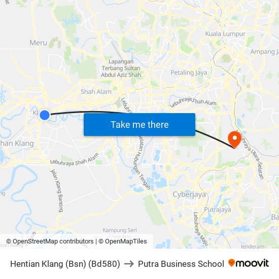Hentian Klang (Bsn) (Bd580) to Putra Business School map