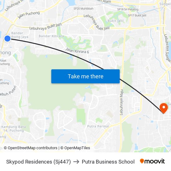 Skypod Residences (Sj447) to Putra Business School map