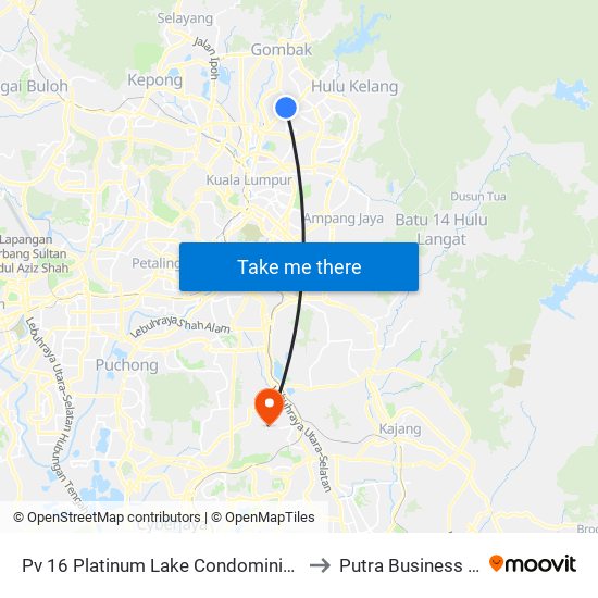 Pv 16 Platinum Lake Condominium (Kl1520) to Putra Business School map