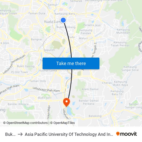 Bukit Nanas to Asia Pacific University Of Technology And Innovation (Apu) - Faculty Of Business & Management (Fbm) map