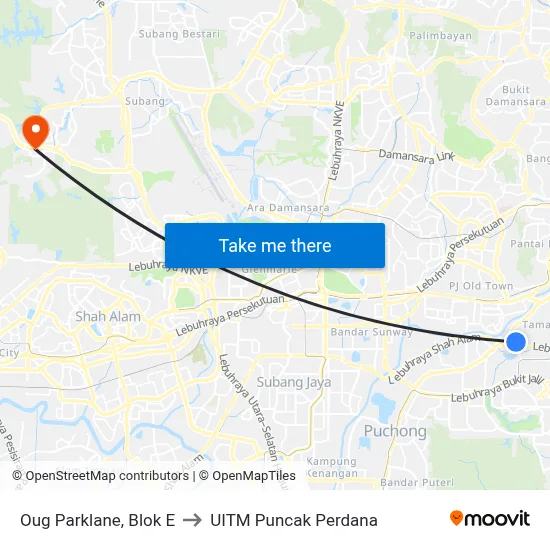 Oug Parklane, Blok E to UITM Puncak Perdana map