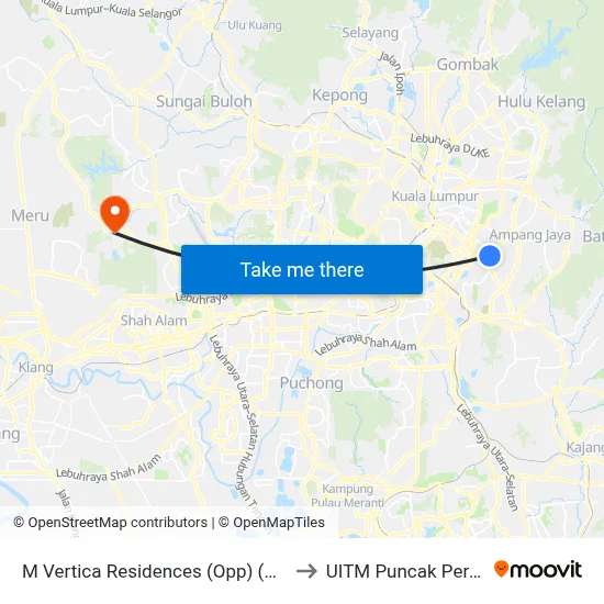 M Vertica Residences (Opp) (Kl1702) to UITM Puncak Perdana map