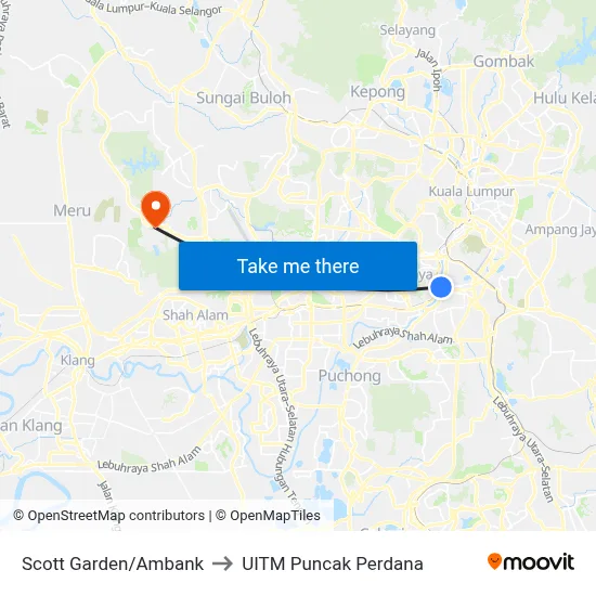 Scott Garden/Ambank to UITM Puncak Perdana map