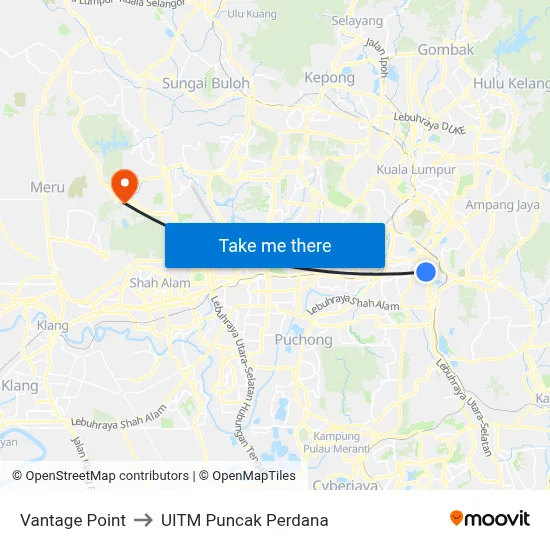 Vantage Point to UITM Puncak Perdana map