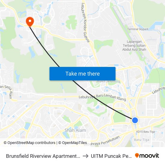 Brunsfield Riverview Apartment (Sa985) to UITM Puncak Perdana map