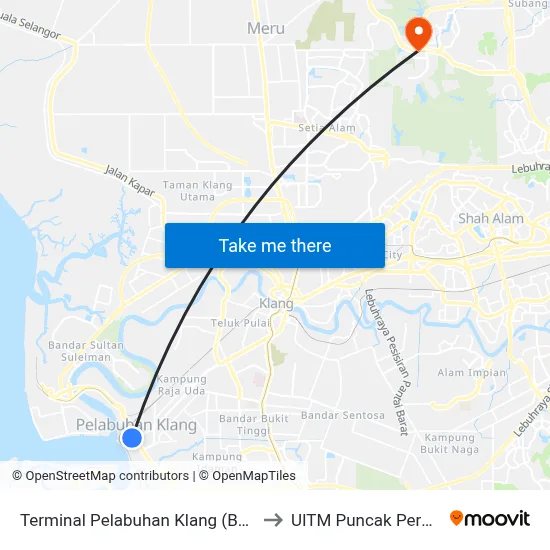 Terminal Pelabuhan Klang (Bd344) to UITM Puncak Perdana map