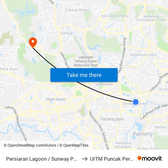 Persiaran Lagoon / Sunway Pyramid to UITM Puncak Perdana map