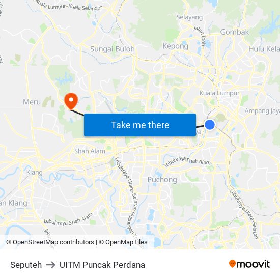 Seputeh to UITM Puncak Perdana map