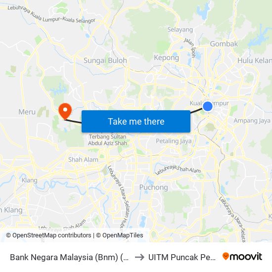 Bank Negara Malaysia (Bnm) (Kl1051) to UITM Puncak Perdana map