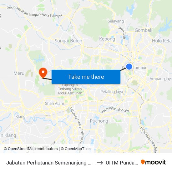 Jabatan Perhutanan Semenanjung Malaysia (Jpsm) (Kl2256) to UITM Puncak Perdana map