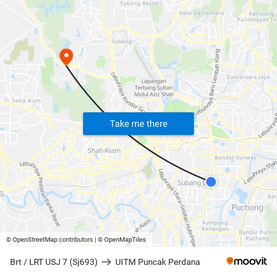 Brt / LRT USJ 7 (Sj693) to UITM Puncak Perdana map