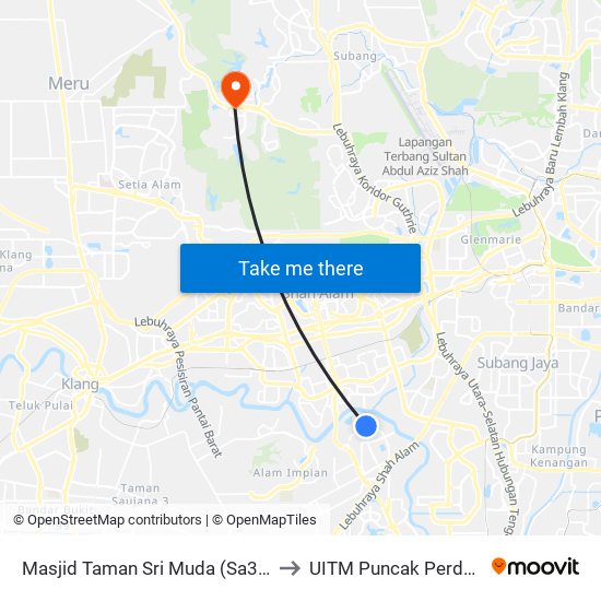 Masjid Taman Sri Muda (Sa392) to UITM Puncak Perdana map