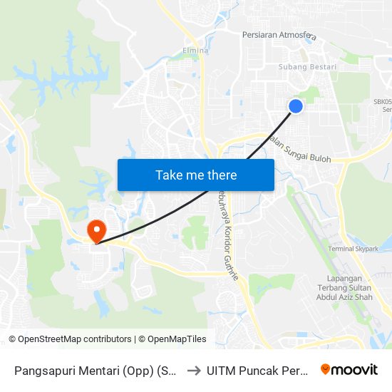 Pangsapuri Mentari (Opp) (Sa735) to UITM Puncak Perdana map