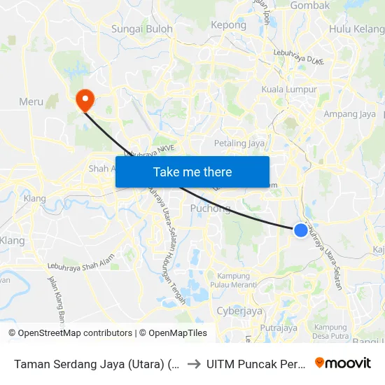 Taman Serdang Jaya (Utara) (Sj136) to UITM Puncak Perdana map