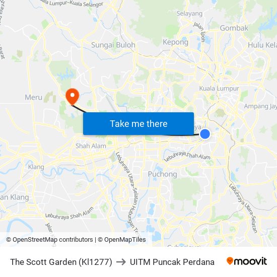 The Scott Garden (Kl1277) to UITM Puncak Perdana map