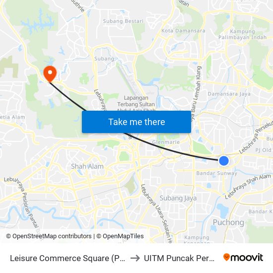 Leisure Commerce Square (Pj622) to UITM Puncak Perdana map