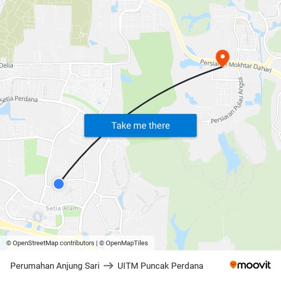 Perumahan Anjung Sari to UITM Puncak Perdana map