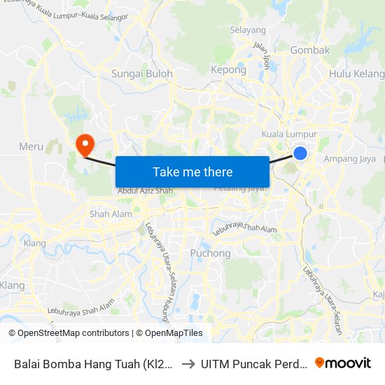 Balai Bomba Hang Tuah (Kl2506) to UITM Puncak Perdana map