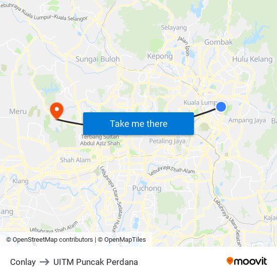Conlay to UITM Puncak Perdana map