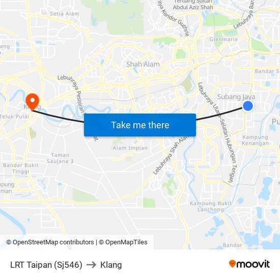 LRT Taipan (Sj546) to Klang map