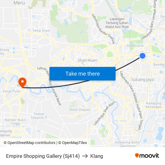 Empire Shopping Gallery (Sj414) to Klang map