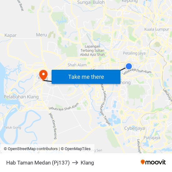 Hab Taman Medan (Pj137) to Klang map