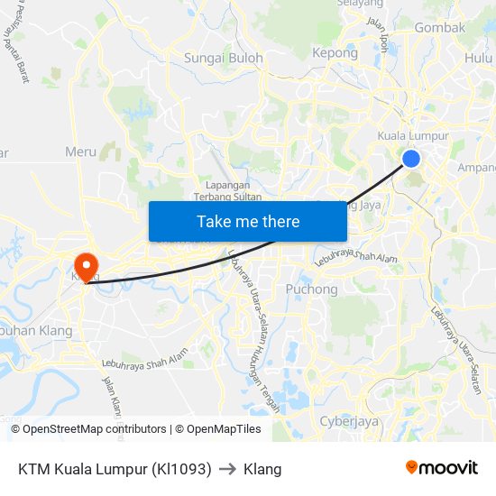 KTM Kuala Lumpur (Kl1093) to Klang map