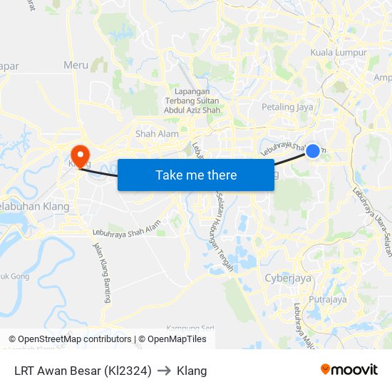 LRT Awan Besar (Kl2324) to Klang map