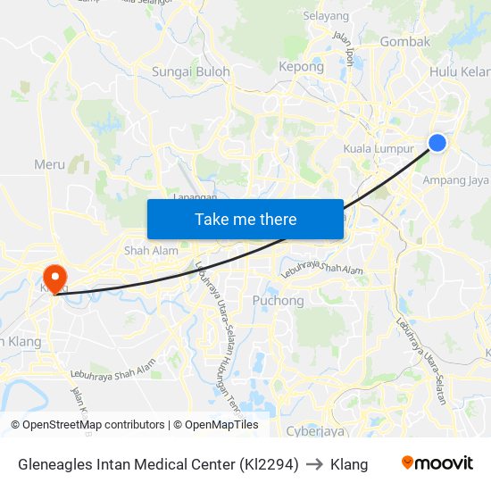Gleneagles Intan Medical Center (Kl2294) to Klang map