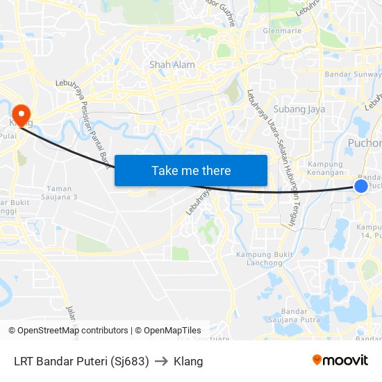 LRT Bandar Puteri (Sj683) to Klang map