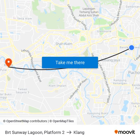 Brt Sunway Lagoon, Platform 2 to Klang map