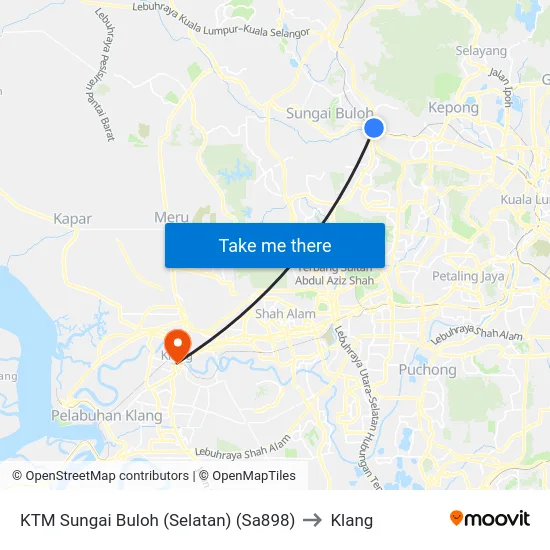 KTM Sungai Buloh (Selatan) (Sa898) to Klang map